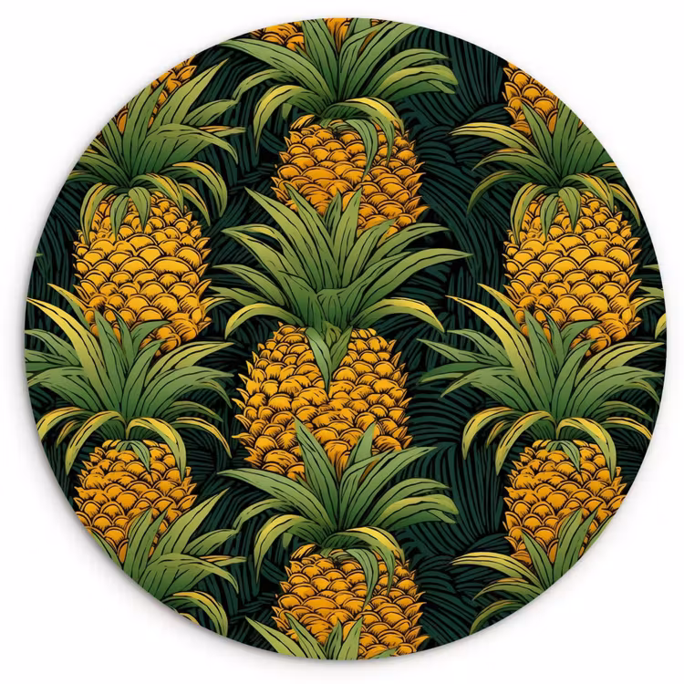 Illustratie - Patroon - Ananas Wandcirkel plexiglas klein 852 -3d