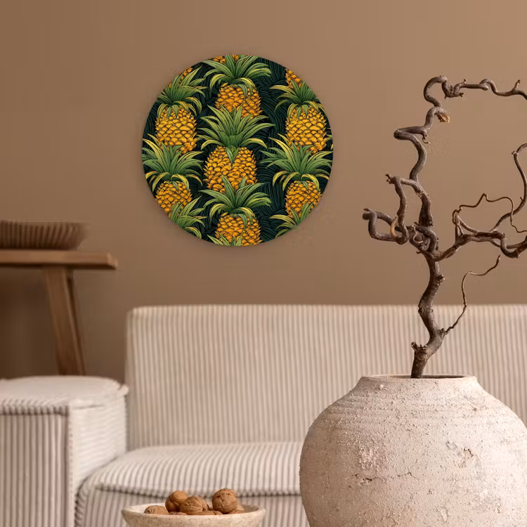 Illustratie - Patroon - Ananas Wandcirkel plexiglas klein 852 -sfeer1