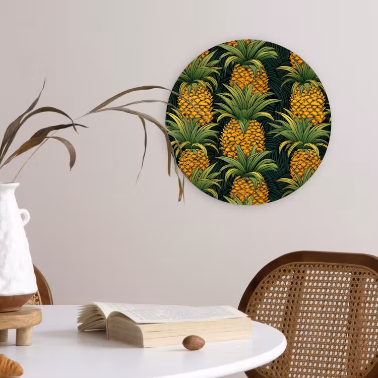 Illustratie - Patroon - Ananas Wandcirkel plexiglas klein 852 -sfeer4