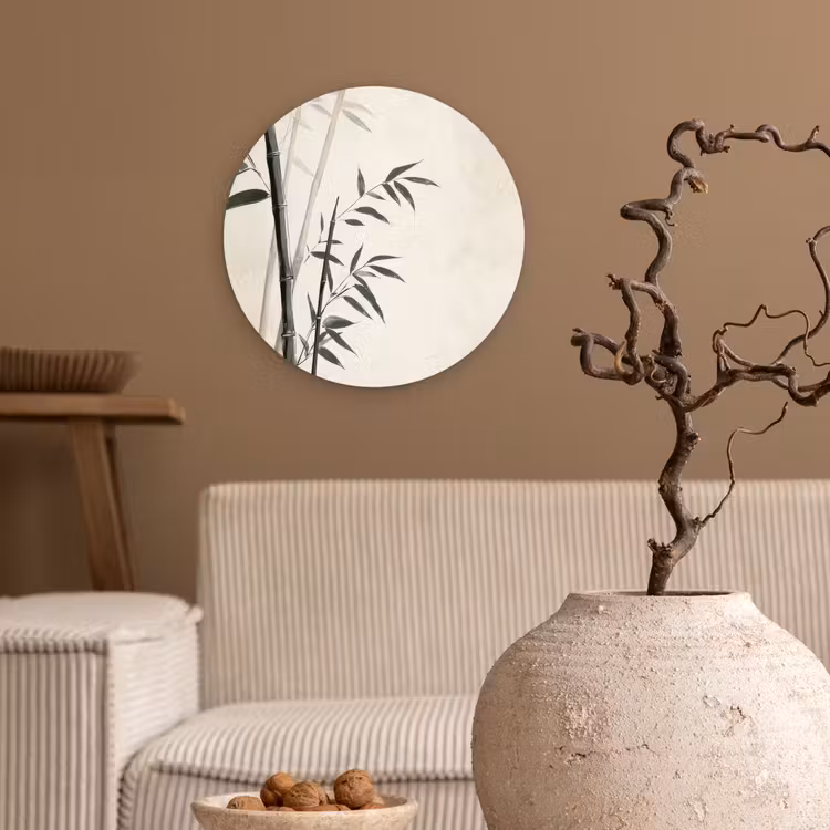 Japandi - Bamboe - Beige Wandcirkel plexiglas klein -sfeer1