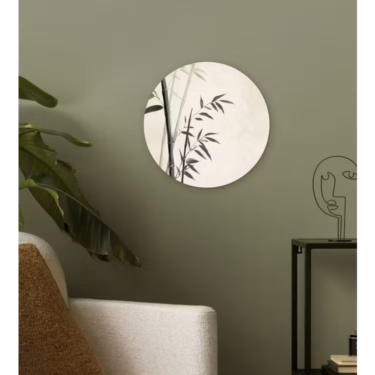 Japandi - Bamboe - Beige Wandcirkel plexiglas klein -sfeer3