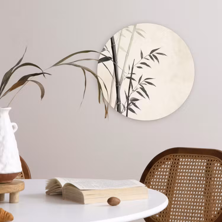 Japandi - Bamboe - Beige Wandcirkel plexiglas klein -sfeer4