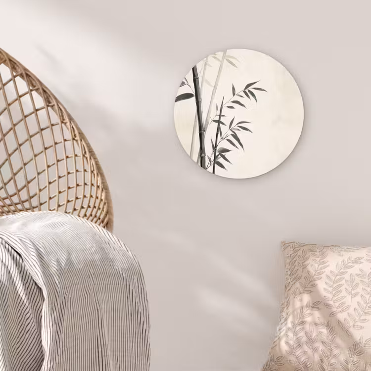 Japandi - Bamboe - Beige Wandcirkel plexiglas klein -sfeer5