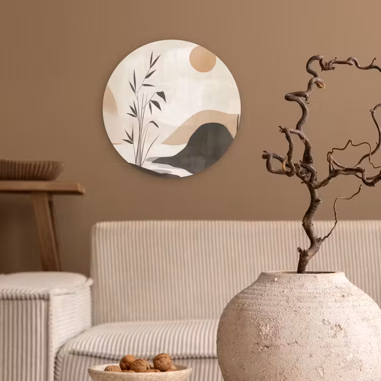 Japandi - Landschap - Beige Wandcirkel plexiglas klein -sfeer1