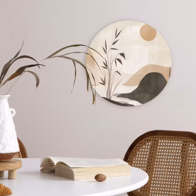Japandi - Landschap - Beige Wandcirkel plexiglas klein -sfeer4