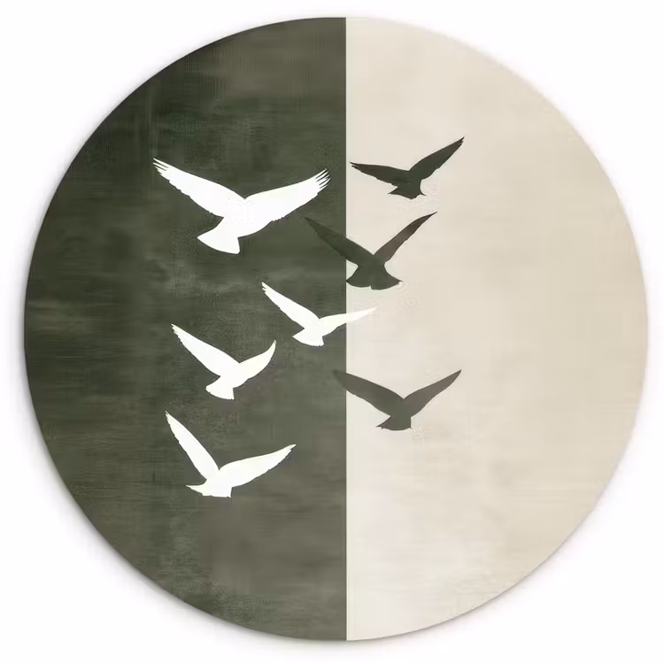 Japandi - Vogel - Groen Wandcirkel plexiglas klein -3d