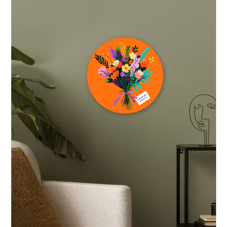Kaartje - Boeket - Bloemen Wandcirkel plexiglas klein -sfeer3