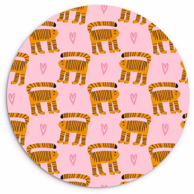 Katten - Roze - Hartjes Wandcirkel plexiglas klein 852 -3d