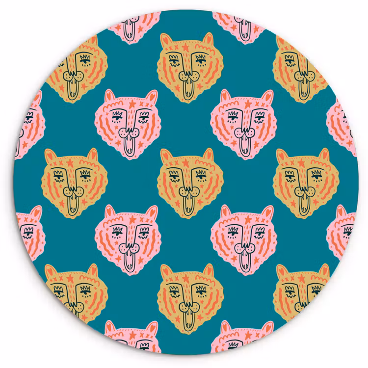 Kattengezichten - Sterren - Turquoise Wandcirkel plexiglas klein 852 -3d