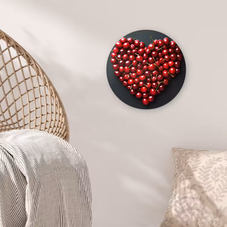 Kersen - Hart - Rood - Zwart Wandcirkel plexiglas klein -sfeer5