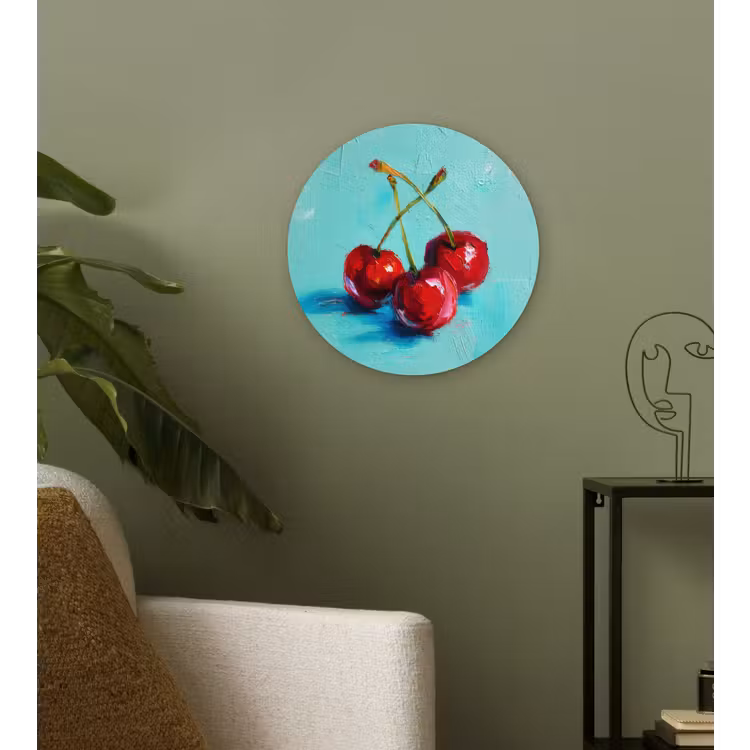 Kersen - Rood - Drie - Geverfd Wandcirkel plexiglas klein -sfeer3