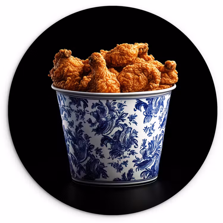 Kip - Bucket - Delfts blauw - Lekker Wandcirkel plexiglas klein -3d