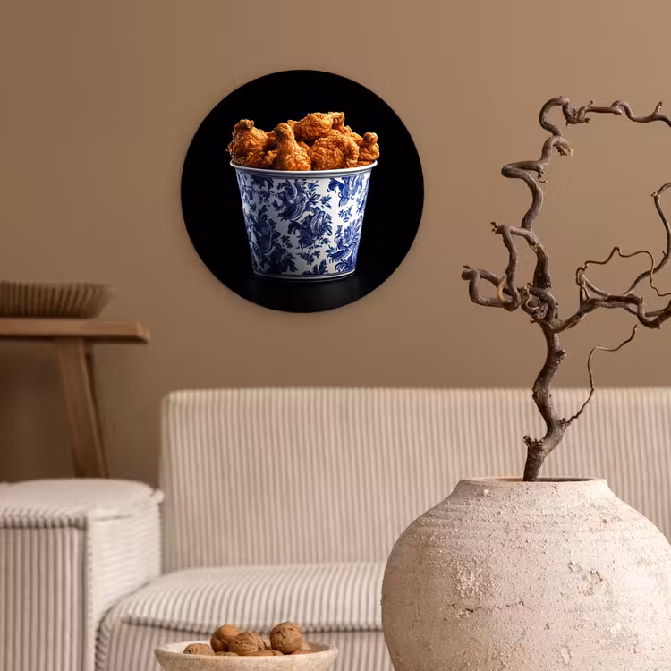 Kip - Bucket - Delfts blauw - Lekker Wandcirkel plexiglas klein -sfeer1