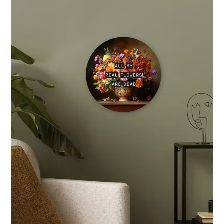 Kleur - Bloemen - Vintage - Bloemenvaas Wandcirkel plexiglas klein -sfeer3