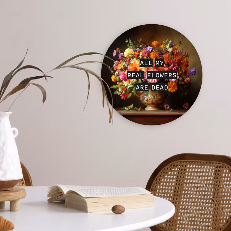 Kleur - Bloemen - Vintage - Bloemenvaas Wandcirkel plexiglas klein -sfeer4