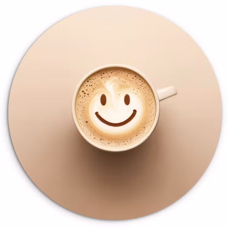 Koffie - Melkschuim - Lach - Beige Wandcirkel plexiglas klein -3d