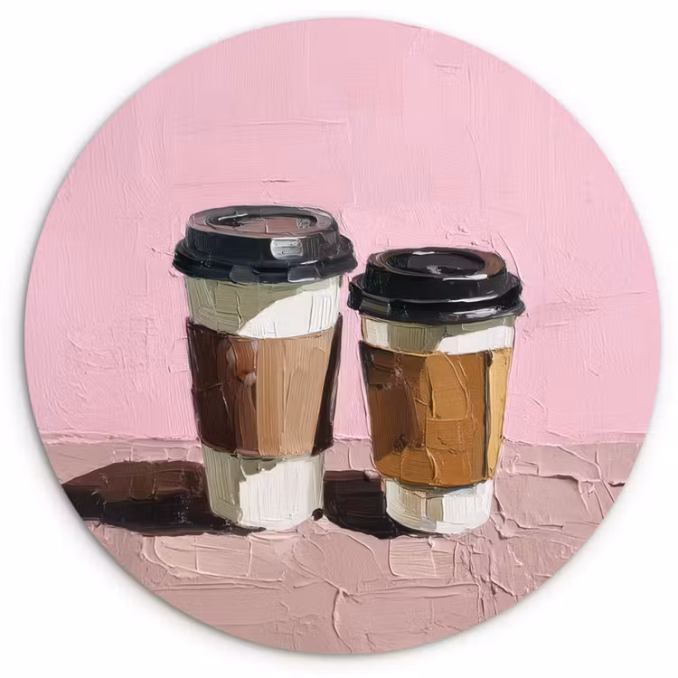 Koffiebekers - Deksel - Verf - Textuur Wandcirkel plexiglas klein -3d