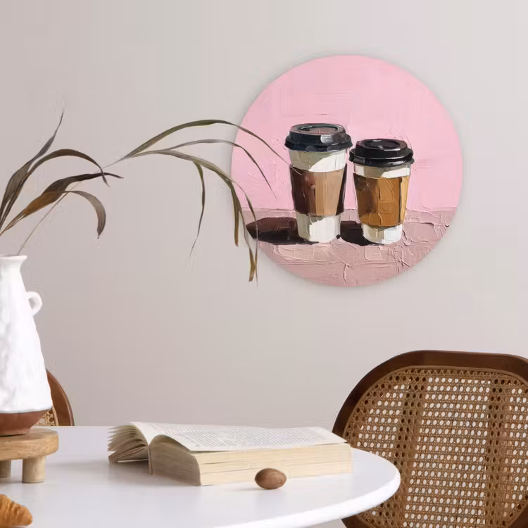 Koffiebekers - Deksel - Verf - Textuur Wandcirkel plexiglas klein -sfeer4