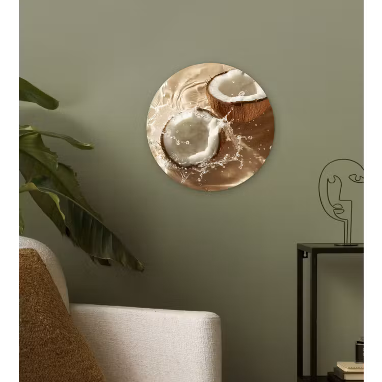 Kokosnoot - Water - Beige - Spetters Wandcirkel plexiglas klein -sfeer3