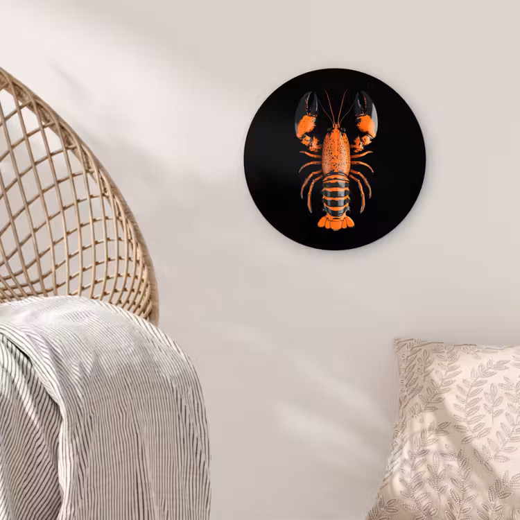 Kreeft - Oranje - Zwart - Modern Wandcirkel plexiglas klein -sfeer5