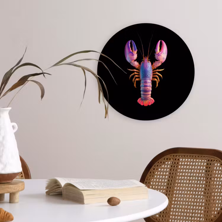 Kreeft - Paars - Roze - Zwart - Stippen - Lila Wandcirkel plexiglas klein -sfeer4
