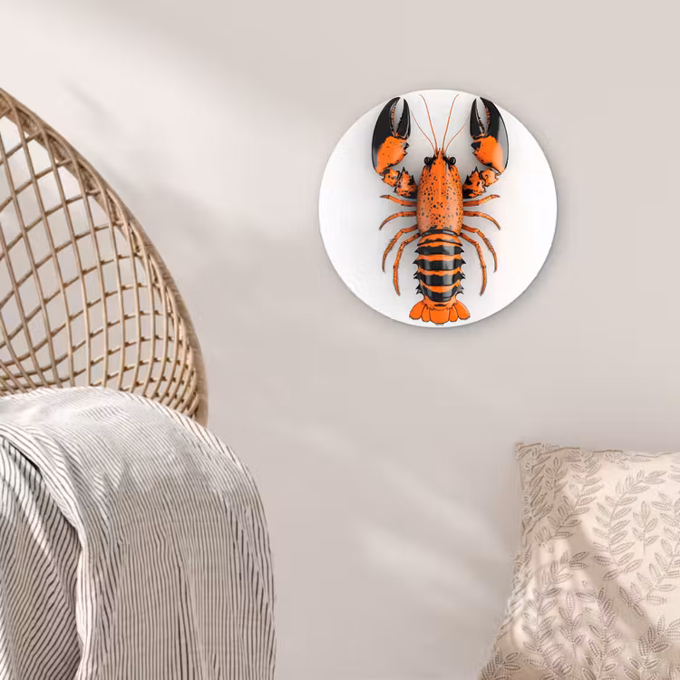 Kreeft - Zwart - Oranje - Wit - Uniek Wandcirkel plexiglas klein -sfeer5