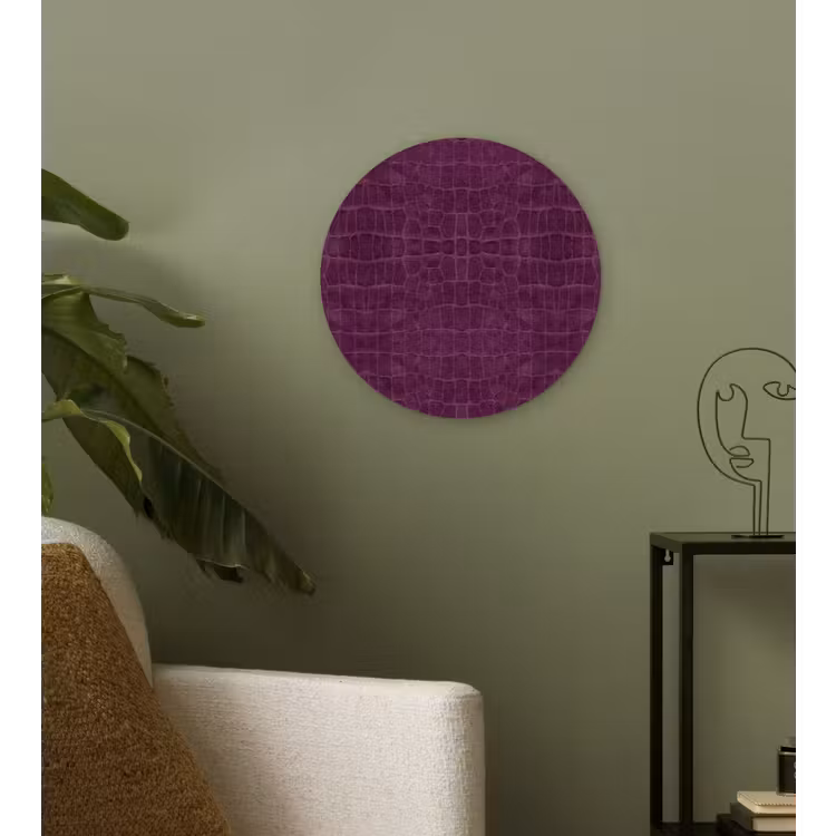 Krokodil - Leer - Aubergine - Paars Wandcirkel plexiglas klein 852 -sfeer3