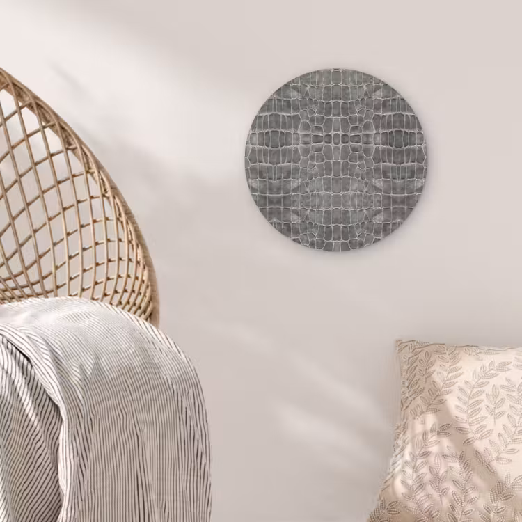 Krokodil - Leer - Grijs Wandcirkel plexiglas klein 852 -sfeer5