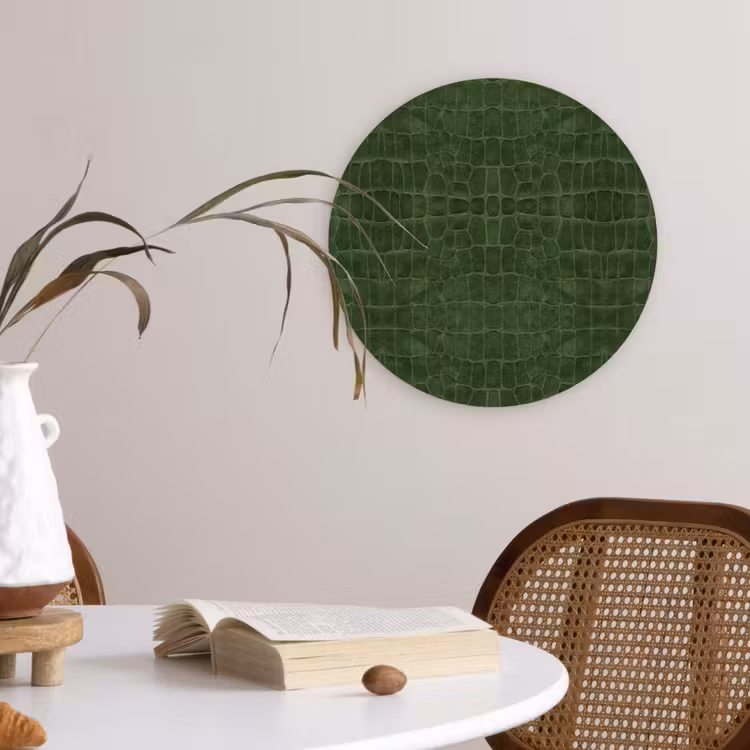 Krokodil - Leer - Groen Wandcirkel plexiglas klein 852 -sfeer4