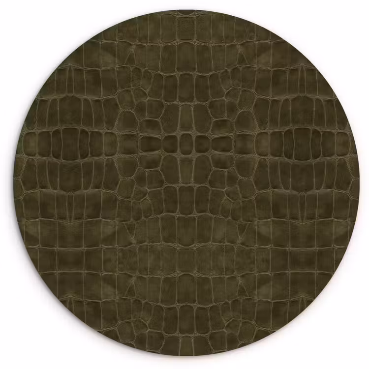 Krokodil - Leer - Groen - Bruin Wandcirkel plexiglas klein 852 -3d