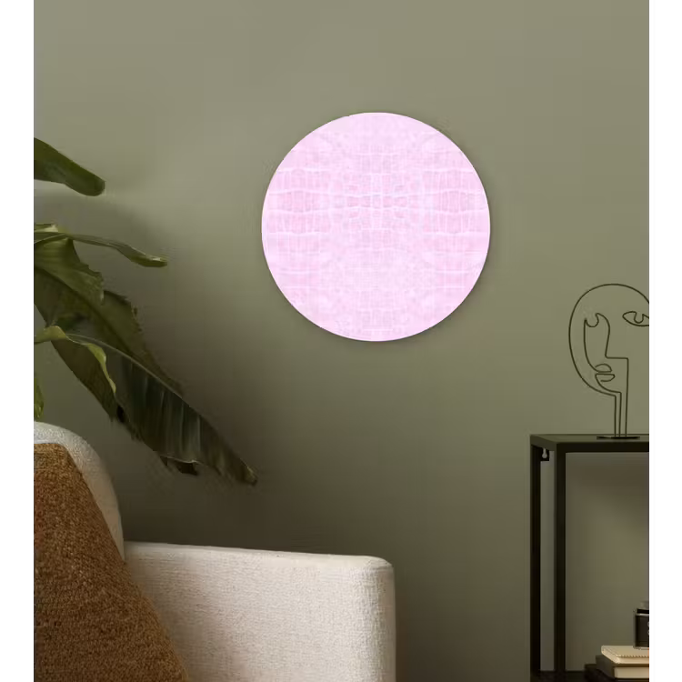 Krokodil - Leer - Roze Wandcirkel plexiglas klein 852 -sfeer3