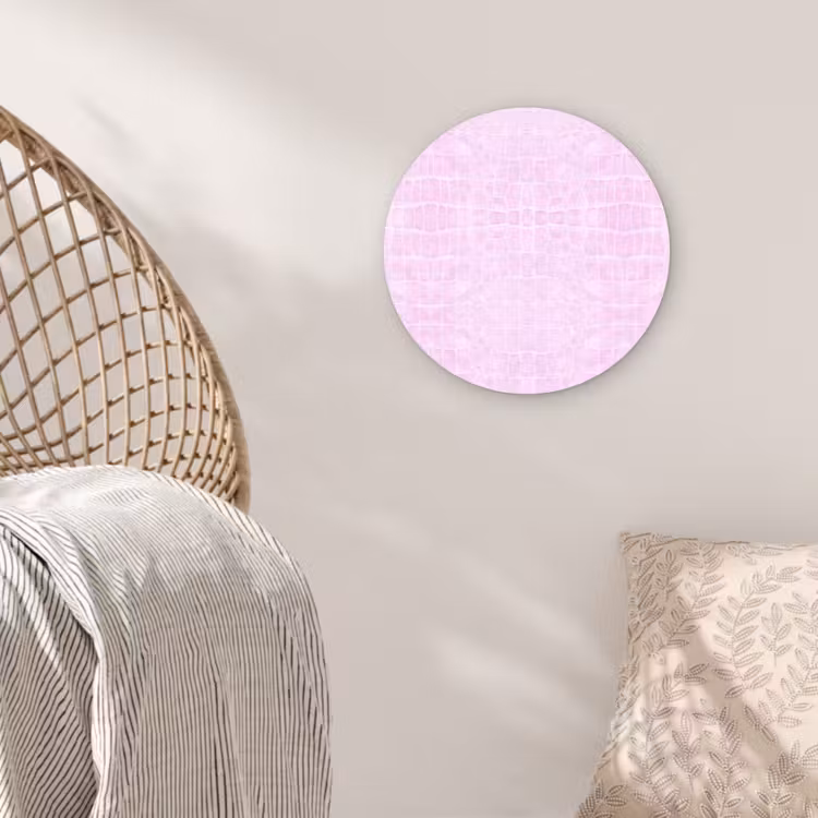 Krokodil - Leer - Roze Wandcirkel plexiglas klein 852 -sfeer5
