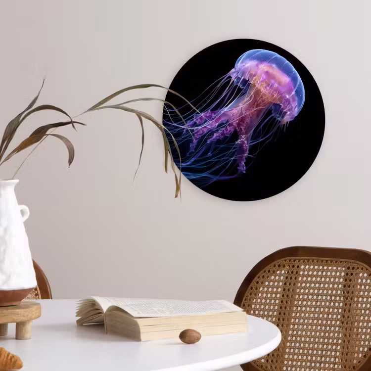 Kwal - Doorzichtig - Roze - Tentakels Wandcirkel plexiglas klein -sfeer4