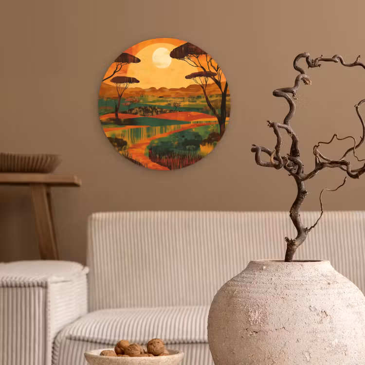 Landschap - Afrikaans - Zon Wandcirkel plexiglas klein -sfeer1