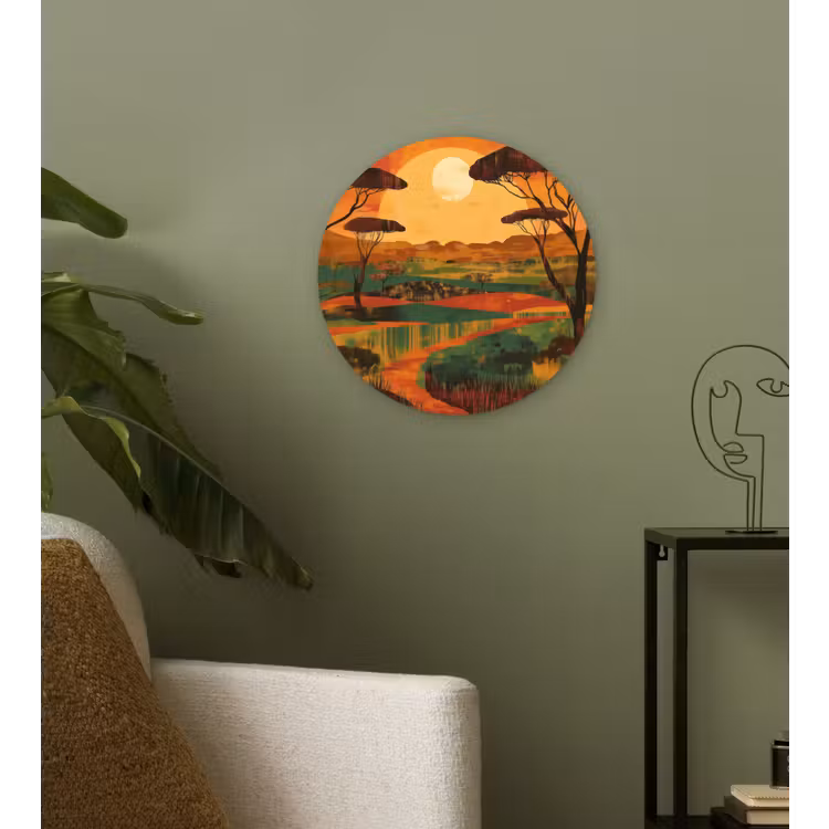 Landschap - Afrikaans - Zon Wandcirkel plexiglas klein -sfeer3