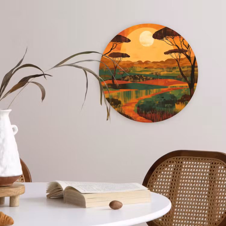 Landschap - Afrikaans - Zon Wandcirkel plexiglas klein -sfeer4