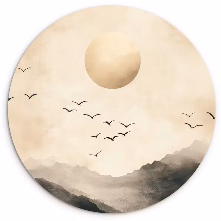 Landschap - Japandi - vogel Wandcirkel plexiglas klein -3d