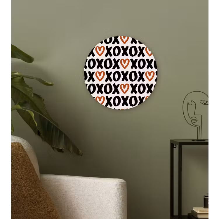 Liefde - Patroon - Typografie Wandcirkel plexiglas klein 852 -sfeer3