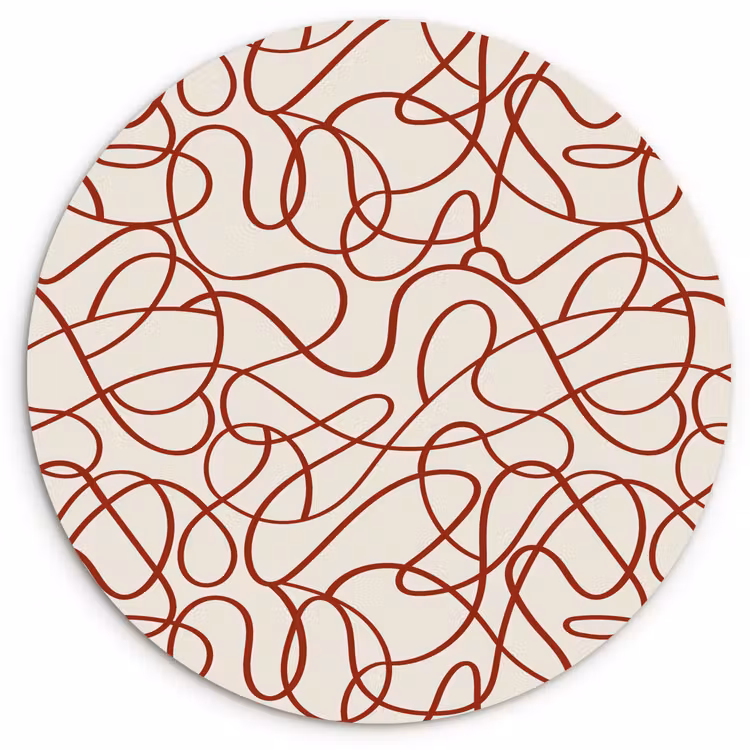 Lijnen - Abstract - Rood - Beige Wandcirkel plexiglas klein 852 -3d