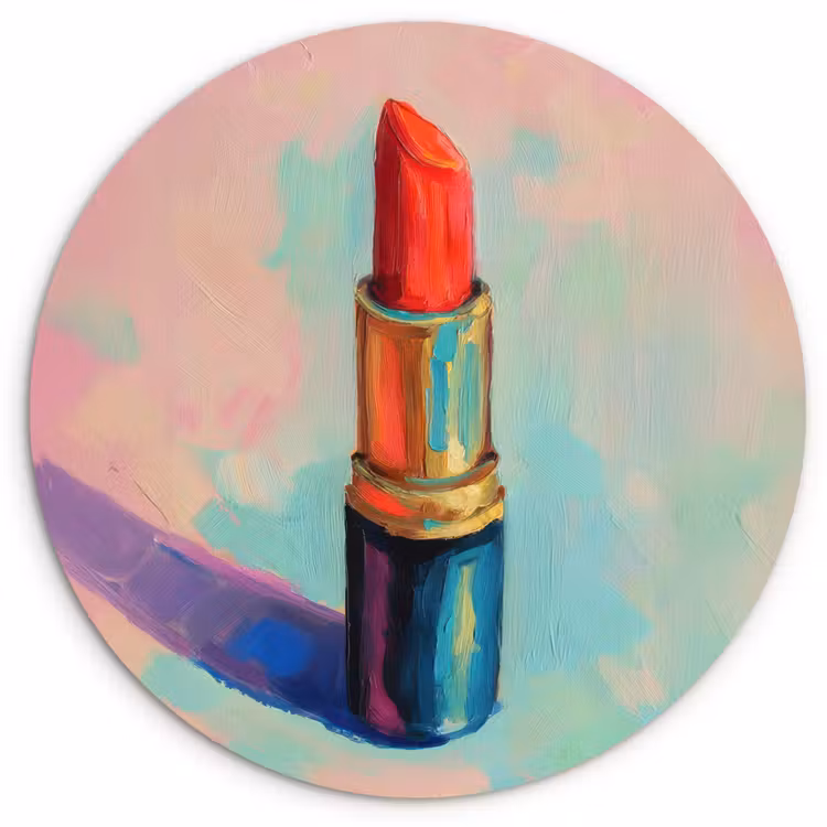 Lippenstift - Rood - Penseelstreken Wandcirkel plexiglas klein -3d
