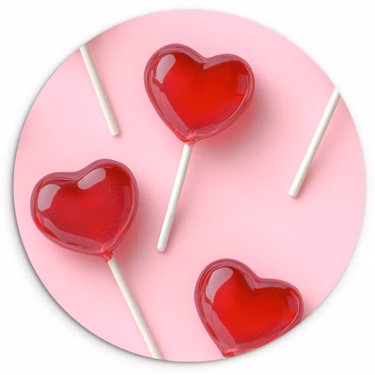 Lollies - Hartjes - Roze Wandcirkel plexiglas klein -3d