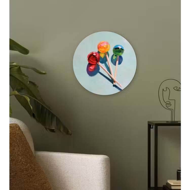 Lollys - Schaduw - Drie - Blauw Wandcirkel plexiglas klein -sfeer3