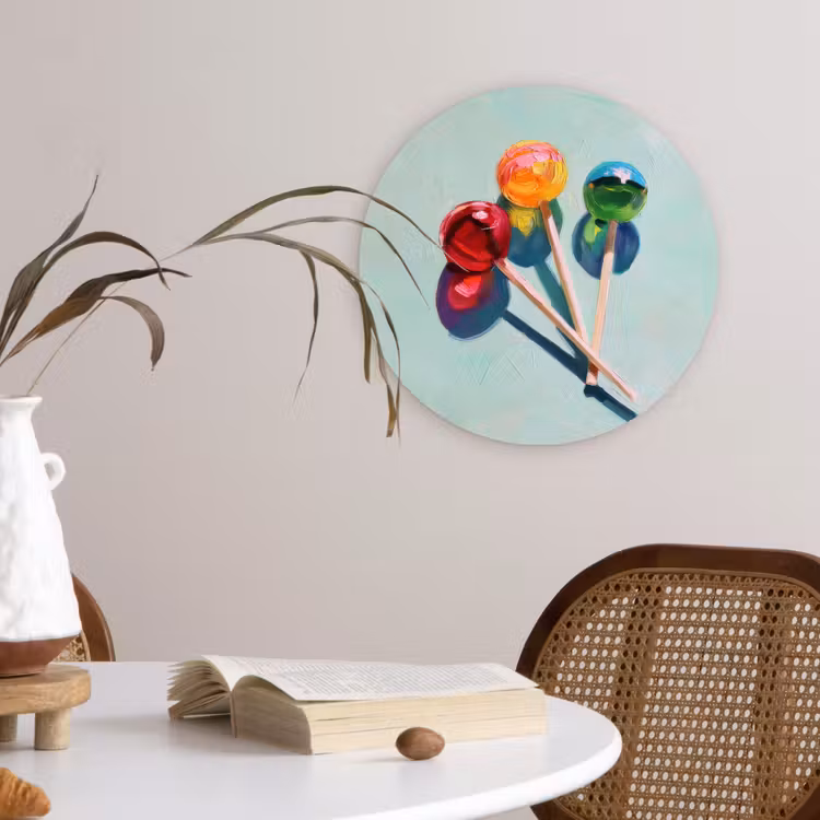 Lollys - Schaduw - Drie - Blauw Wandcirkel plexiglas klein -sfeer4