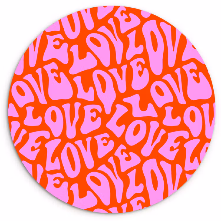 Love - Roze - Valentijn - Rood Wandcirkel plexiglas klein 852 -3d