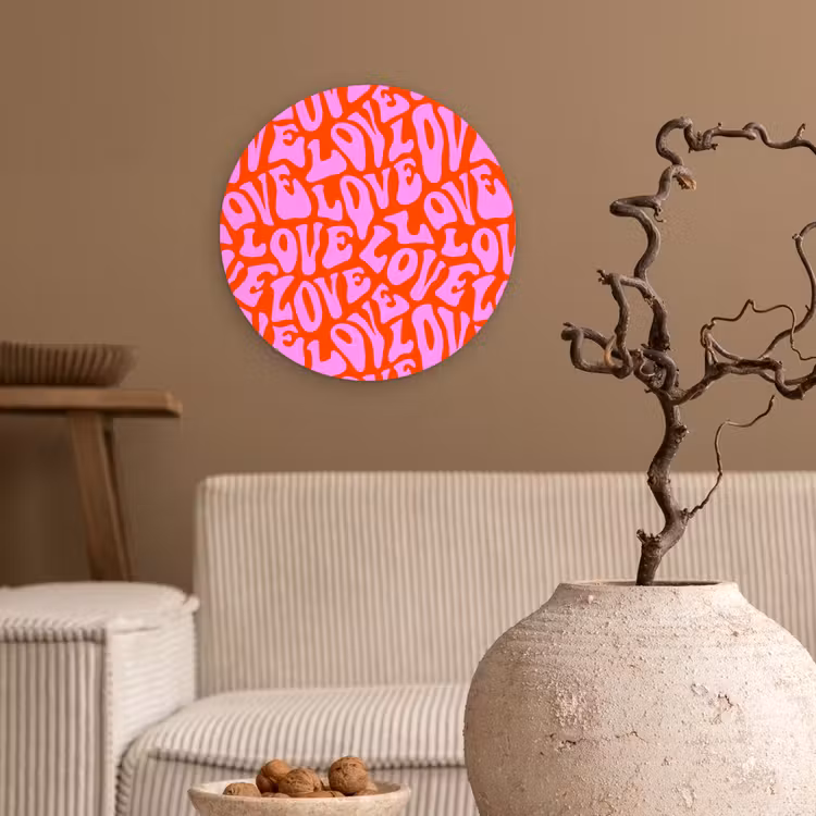Love - Roze - Valentijn - Rood Wandcirkel plexiglas klein 852 -sfeer1