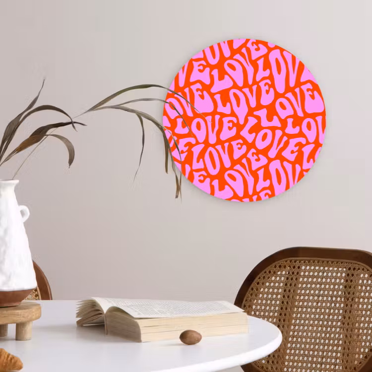 Love - Roze - Valentijn - Rood Wandcirkel plexiglas klein 852 -sfeer4