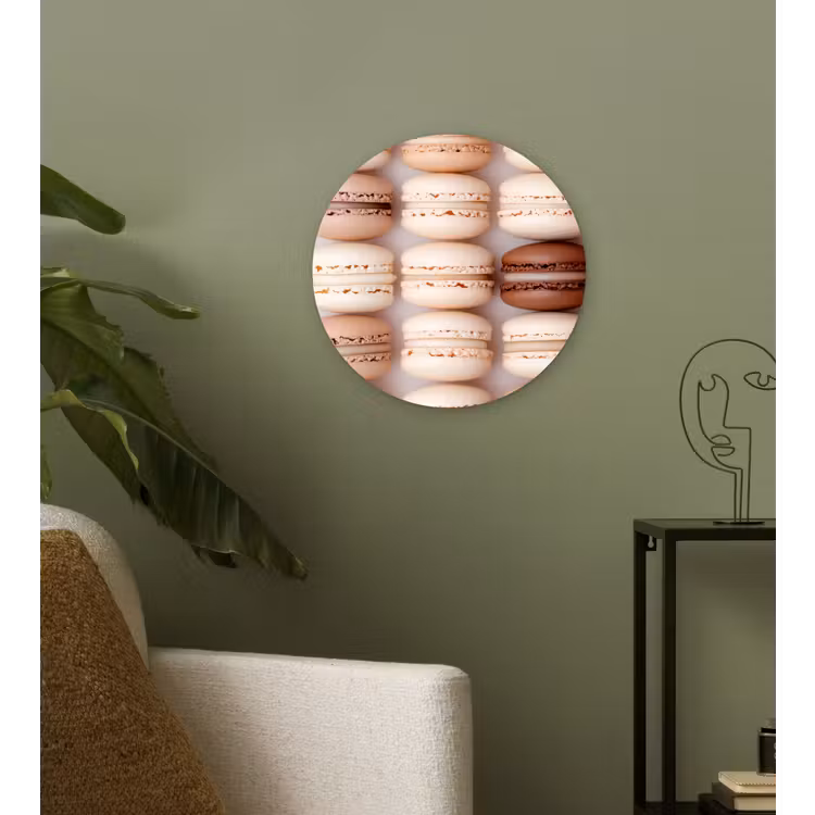 Macarons - Beige - Bruin Wandcirkel plexiglas klein -sfeer3
