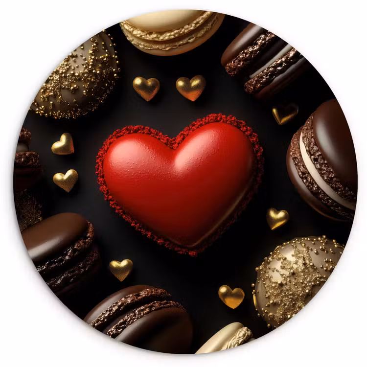 Macarons - Rood - Hart Wandcirkel plexiglas klein -3d