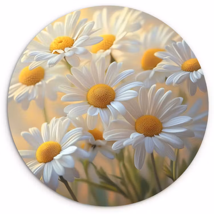 Madeliefjes - Wit - Zonlicht Wandcirkel plexiglas klein -3d