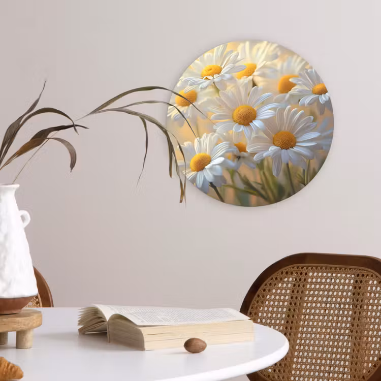 Madeliefjes - Wit - Zonlicht Wandcirkel plexiglas klein -sfeer4